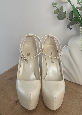 Beyaz Platform Topuklu Gelin Ayakkabı - Görsel 3