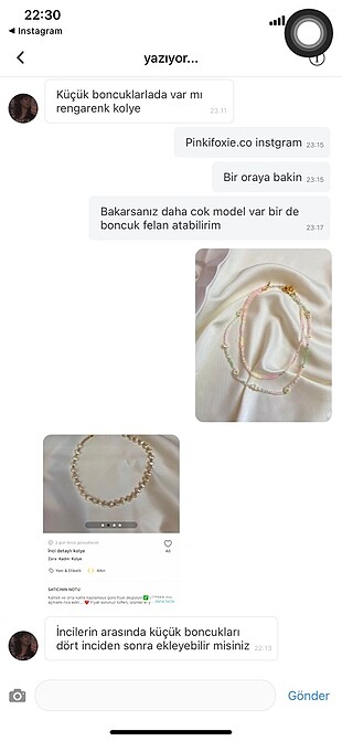 İncili kolye ve yesil