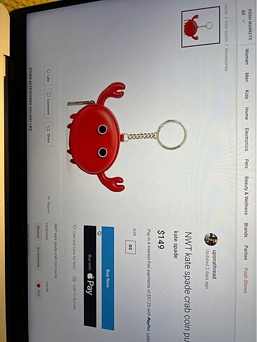 Beden kırmızı Renk Kate Spade Yengec bag charm