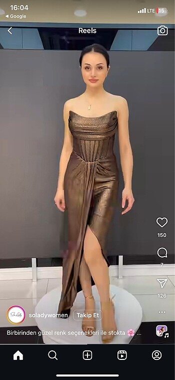 So lady bakır abiye elbise