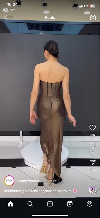 s Beden kahverengi Renk So lady bakır abiye elbise