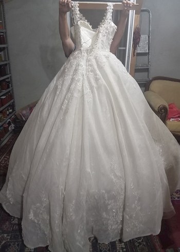 V Yaka Prenses Gelinlik, Uzun ve Kolsuz - Görsel 6