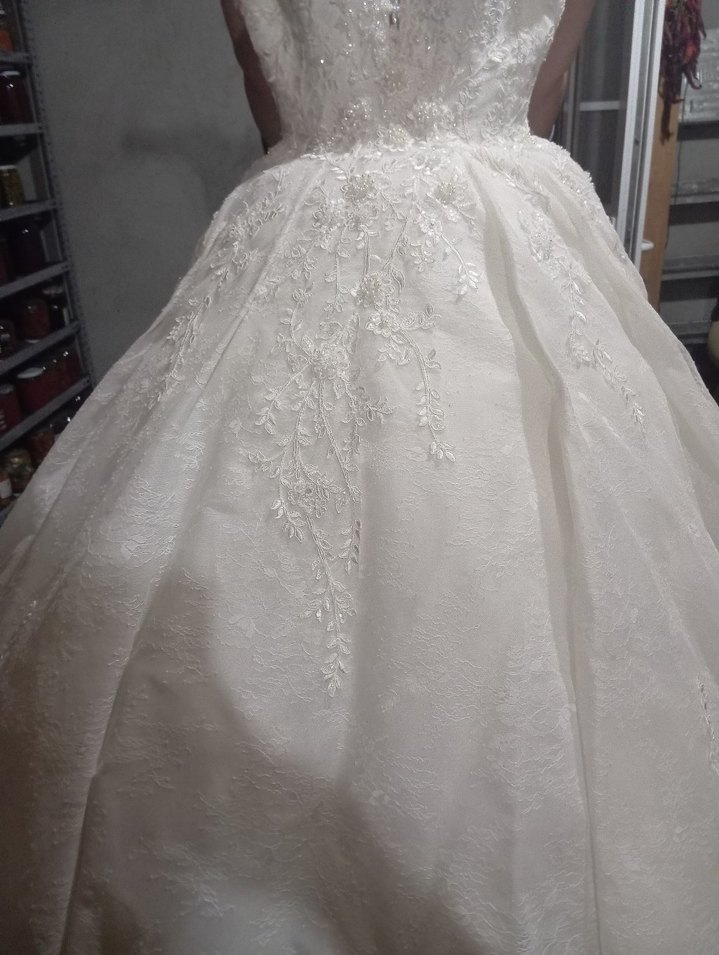 V Yaka Prenses Gelinlik, Uzun ve Kolsuz - Görsel 4