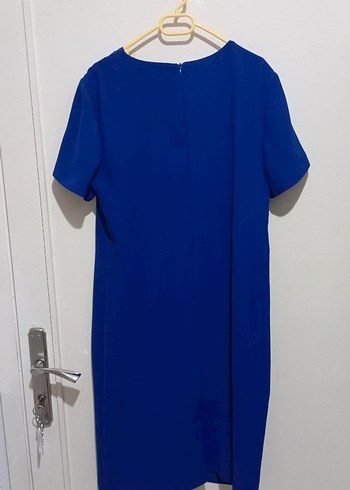 Kısa Kollu V Yakalı Lacivert Kadın Elbise - Görsel 2