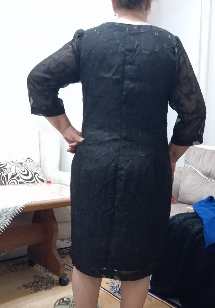 Siyah Midi Ofis Elbisesi - Görsel 2