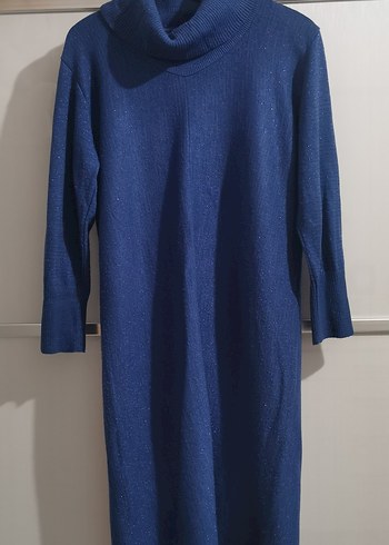 Lacivert Boğazlı Kadın Triko Elbise - Görsel 2