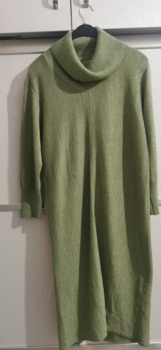 Kadın Haki Örgü Uzun Triko Kazak - Görsel 2