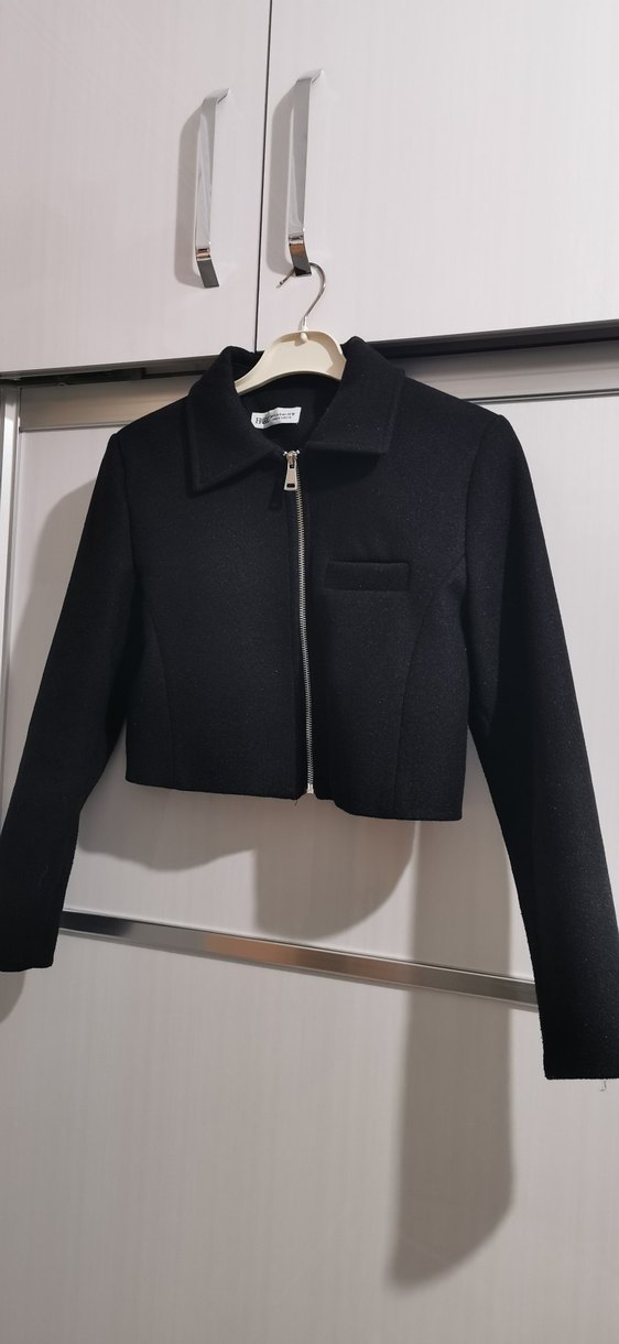 Siyah Mini Fermuarlı Kadın Ceket - Görsel 3