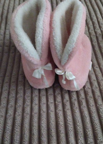 Kızlar için Pembe Sıcak Peluş Ev Terliği - Görsel 3