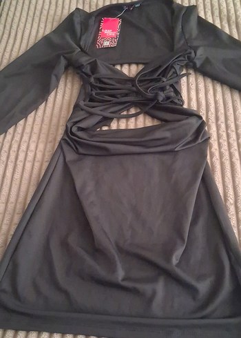 Siyah Drapeli Kadın  Elbise - Görsel 6