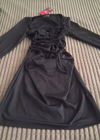 Siyah Drapeli Kadın  Elbise - Görsel 2