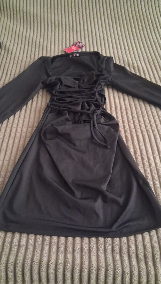 Siyah Drapeli Kadın  Elbise - Görsel 2