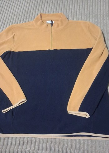 Yarım Fermuarlı Kahverengi Lacivert Erkek Sweatshirt - Görsel 2