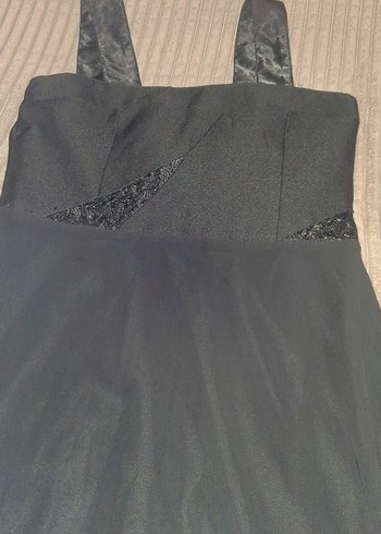 Siyah V Yakalı Uzun Askılı Kadın Elbise - Görsel 2