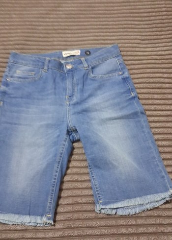 Kadın Mavi Denim capri Şort - Görsel 2