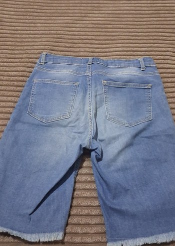 Kadın Mavi Denim capri Şort - Görsel 6