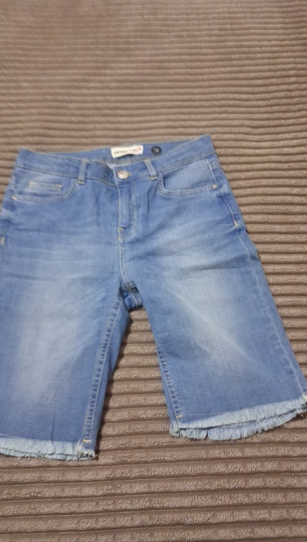 Kadın Mavi Denim capri Şort - Görsel 2