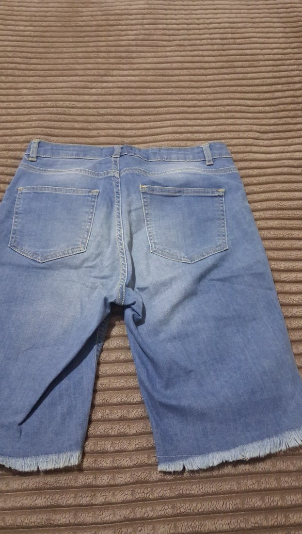Kadın Mavi Denim capri Şort - Görsel 5