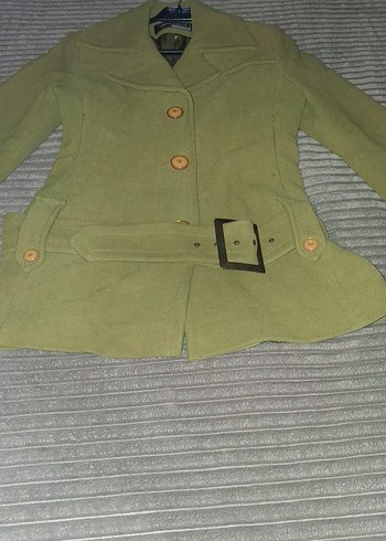 Düğmeli Midi Haki Kadın Kaban - Görsel 2