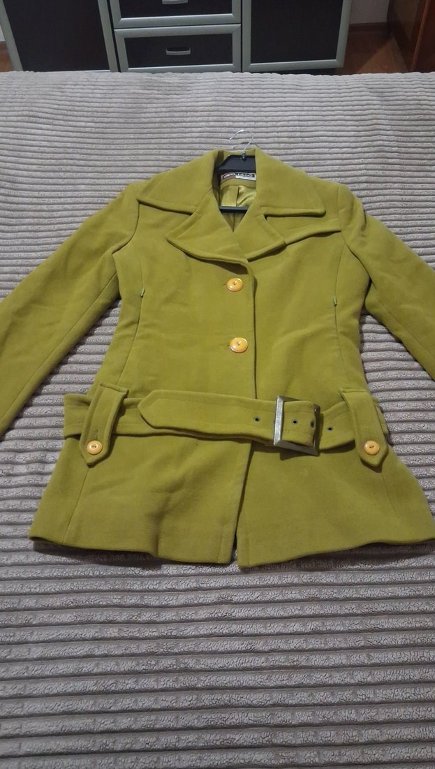 Düğmeli Midi Haki Kadın Kaban - Görsel 3