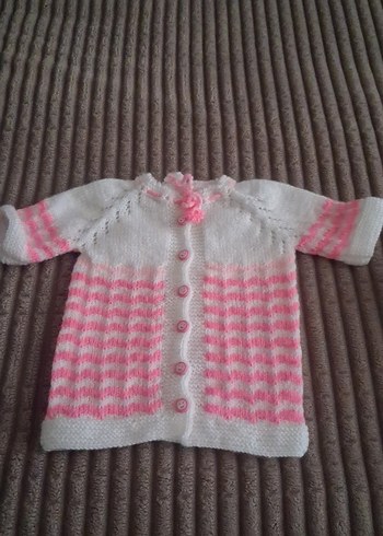 Kız Çocuk Pembe Örgü Hırka - Görsel 2