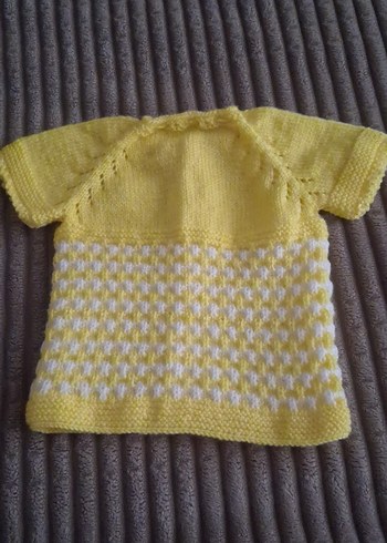 Kız Çocuk Sarı Kısa Kollu Örgü Hırka - Görsel 3