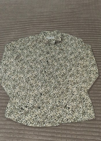 Gri Desenli Uzun Kollu Keten Gömlek - Görsel 2