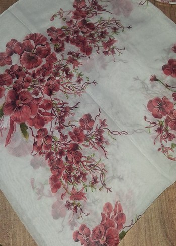 Bordo Çiçek Desenli Bohem Kadın eşarp - Görsel 4