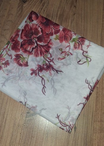 Bordo Çiçek Desenli Bohem Kadın eşarp - Görsel 2