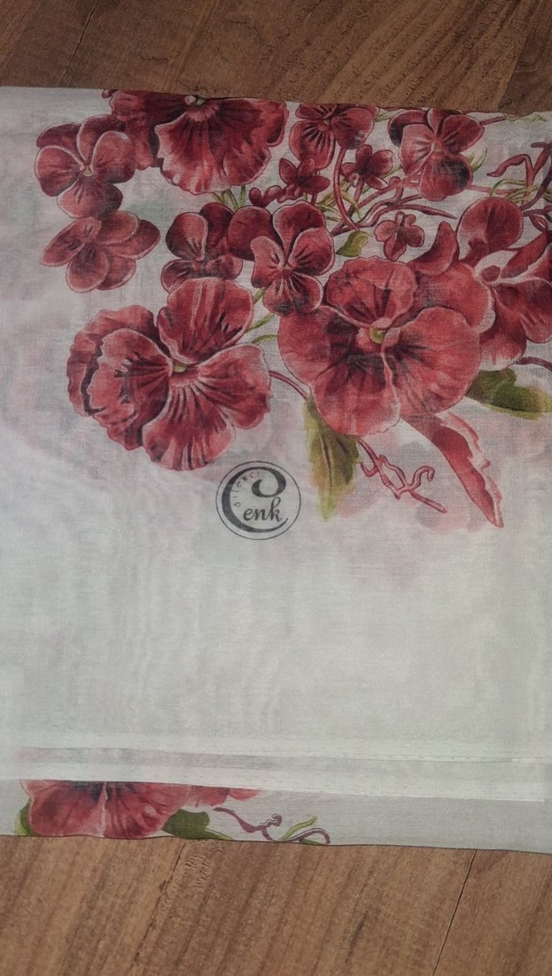 Bordo Çiçek Desenli Bohem Kadın eşarp - Görsel 3