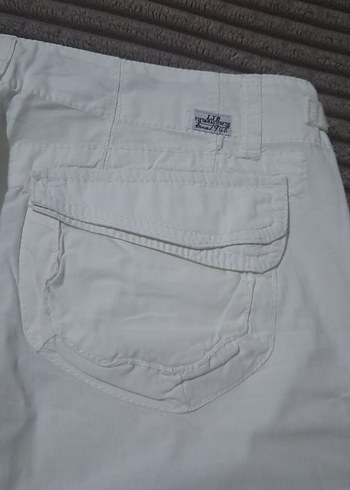 Kadın beyaz Kemerli Bol Kesim Midi Pantolon - Görsel 9