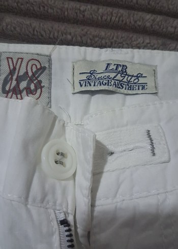 Kadın beyaz Kemerli Bol Kesim Midi Pantolon - Görsel 4