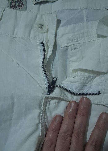 Kadın beyaz Kemerli Bol Kesim Midi Pantolon - Görsel 6