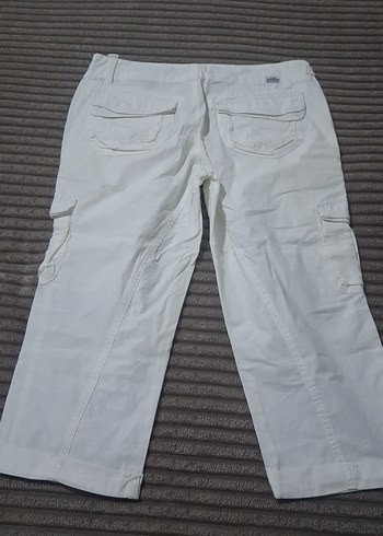 Kadın beyaz Kemerli Bol Kesim Midi Pantolon - Görsel 8