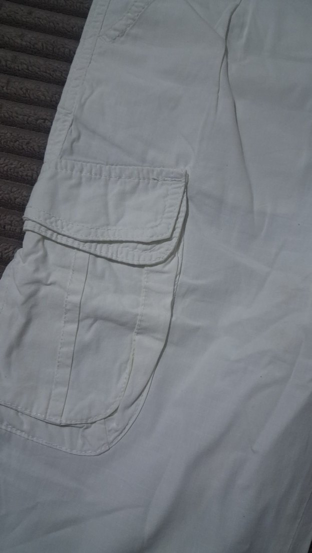 Kadın beyaz Kemerli Bol Kesim Midi Pantolon - Görsel 3