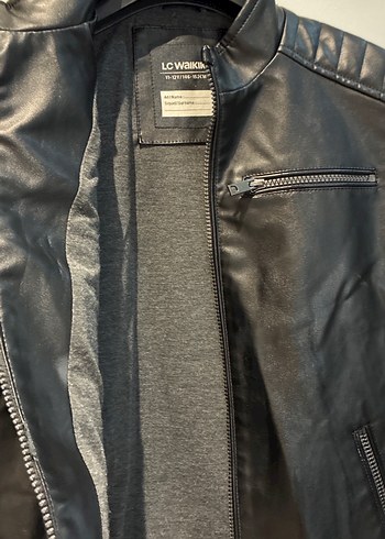 11-12 Yaş Beden siyah Renk Erkek Çocuk Siyah Deri Biker Ceket