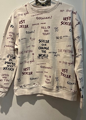 Baskılı Beyaz erkek Sweatshirt