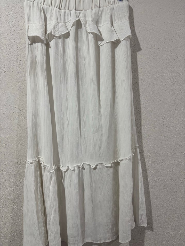 Beyaz Uzun Pilili Etek - Görsel 2