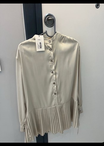 Bej Uzun Kollu Piliseli Tunik - Görsel 2