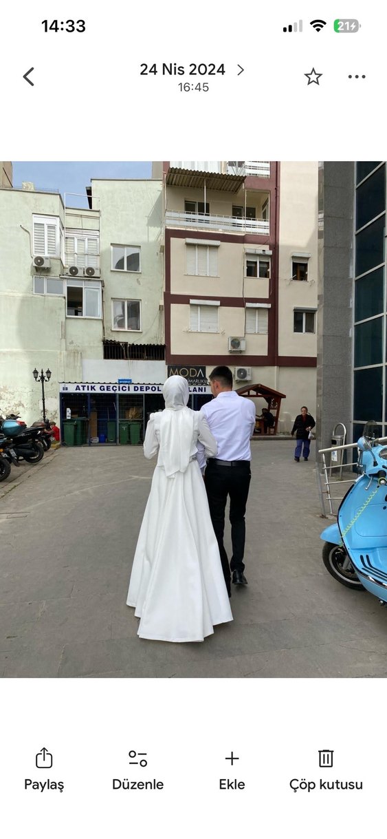 Uzun Kollu Beyaz Bohem Tesettür Gelinlik - Görsel 2