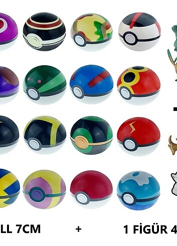  1 Pokeball ve 1 adet 4cm figür 