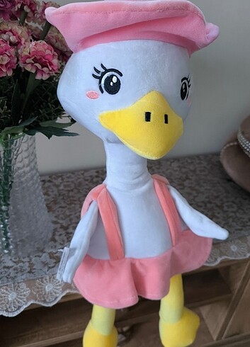 Pembe sevimli leylek peluş oyuncak sıfır