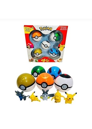 5 adet poketopu ve figür Pokemon oyuncak