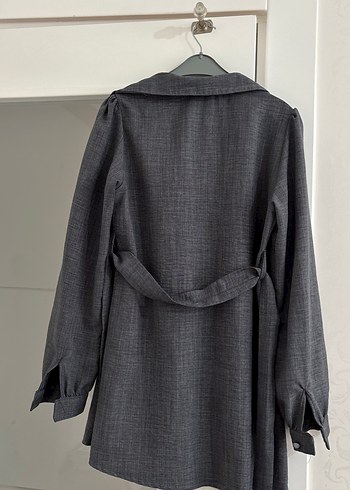 Düğmeli Gri Keten  Bluz, ikili takım - Görsel 2