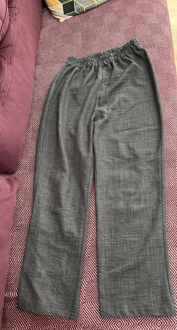 Düğmeli Gri Keten  Bluz, ikili takım - Görsel 3