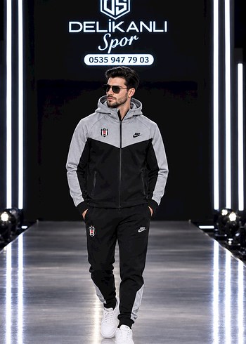 Nike Besiktas Dauble Face Gri Kapusonlu Spor Takim