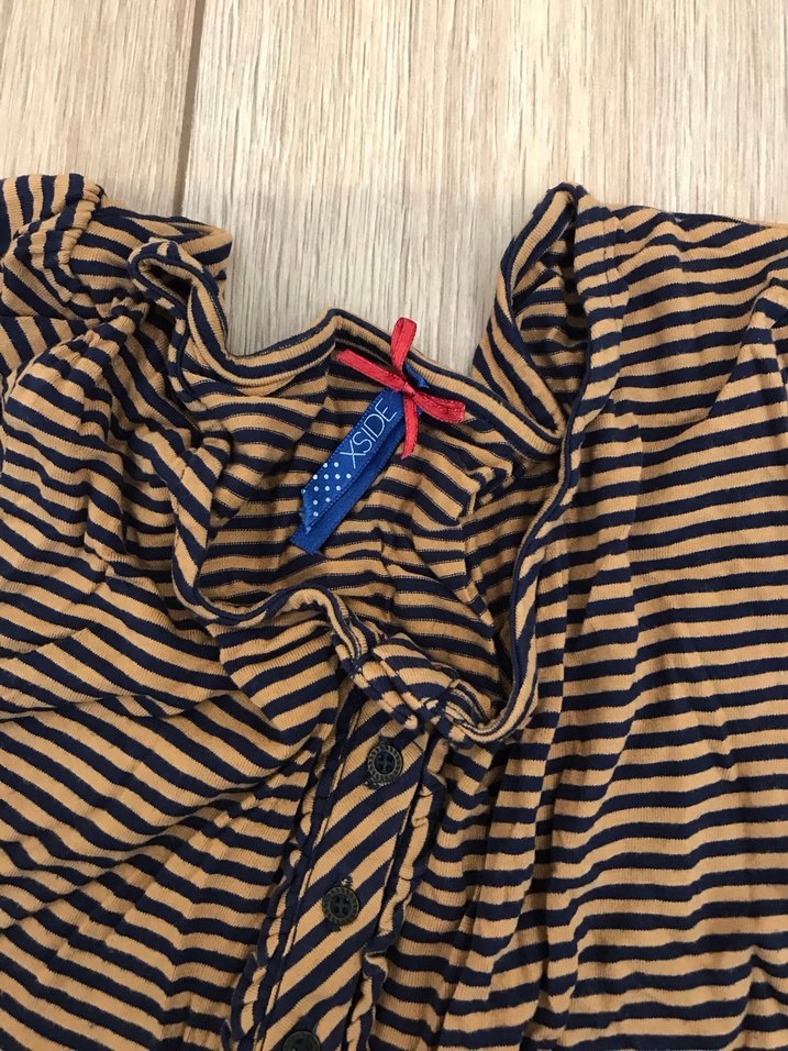 Kadın Kahverengi Çizgili Uzun Kollu penye Elbise - Görsel 2