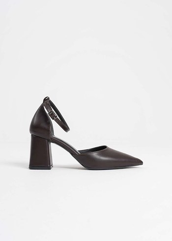 Kahverengi Deri Tokalı Kadın Topuklu Ayakkabı - Görsel 11