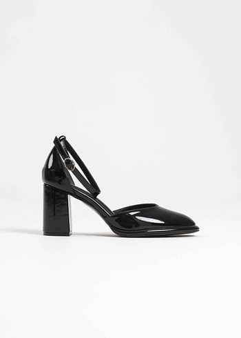 Siyah Rugan Tokalı Kadın Topuklu Ayakkabı - Görsel 11