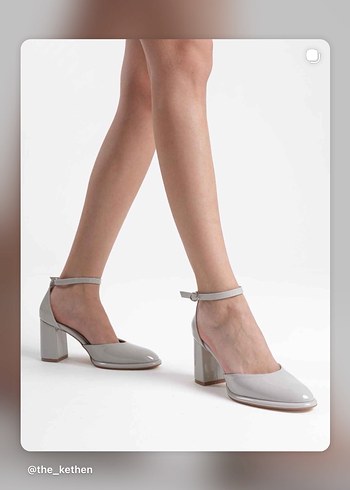 Bej Gri Minimalist Kadın Topuklu Ayakkabı - Görsel 18